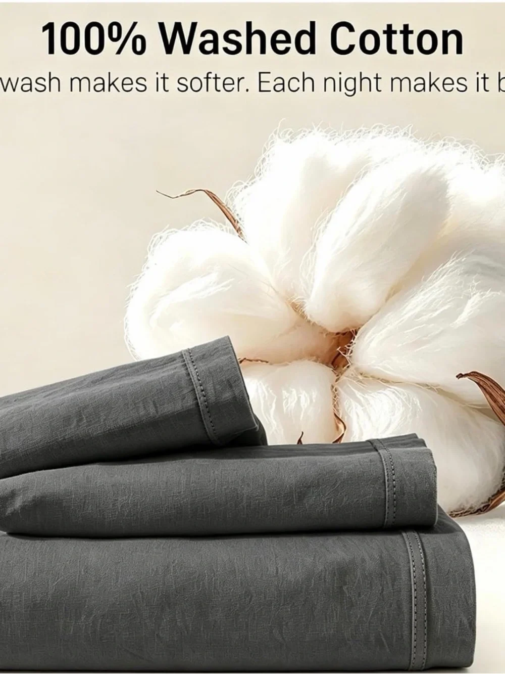 New King Pre-Washed Cotton Duvet Cover,Lightweight Breathable Moisture-Wicking